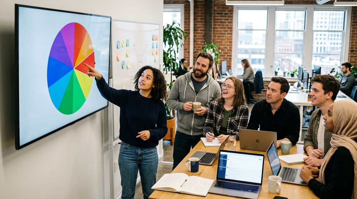 A customizable picker wheel with colorful segments mid-spin